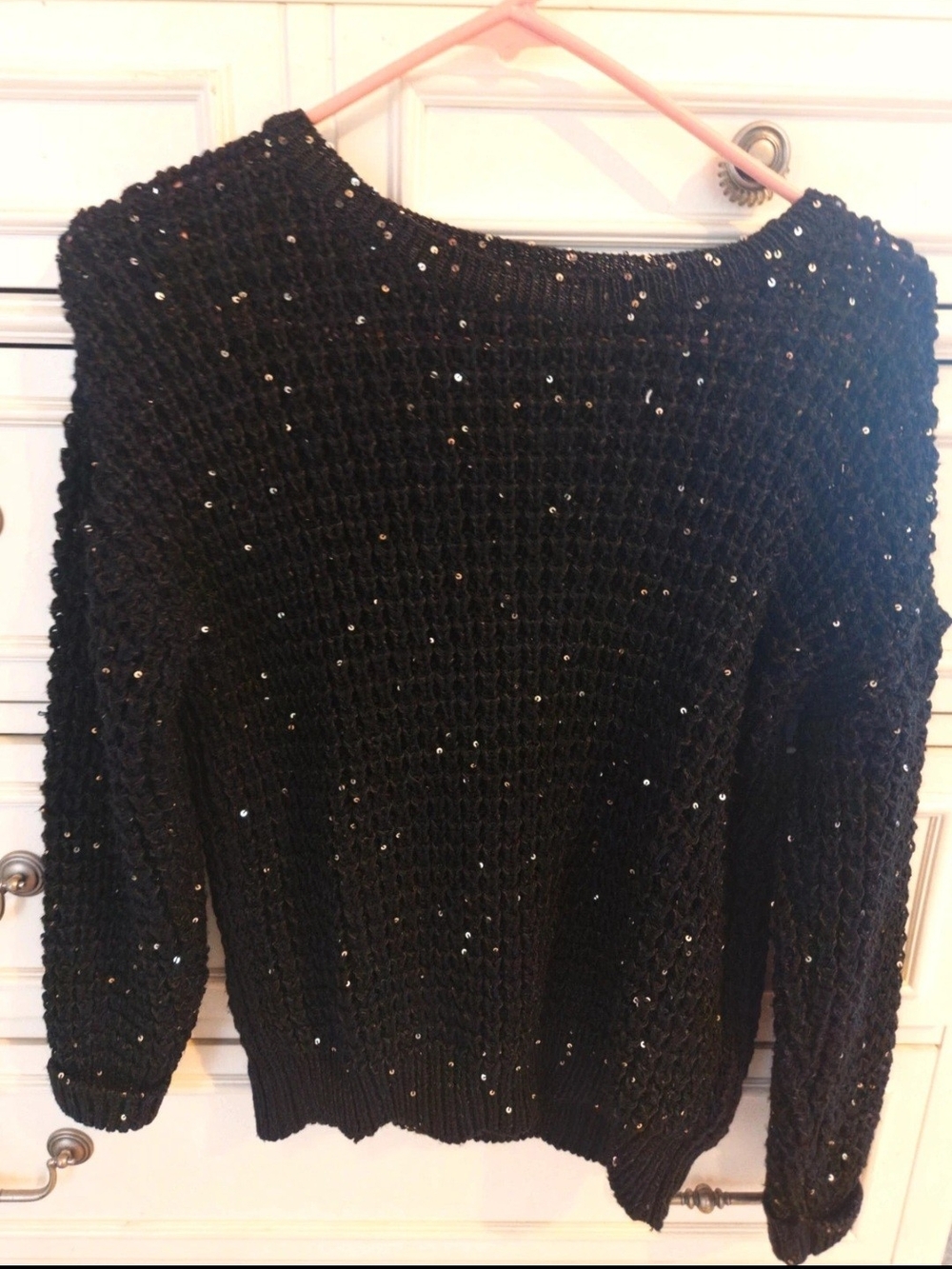 Black Sequin Knit Sweater - Women